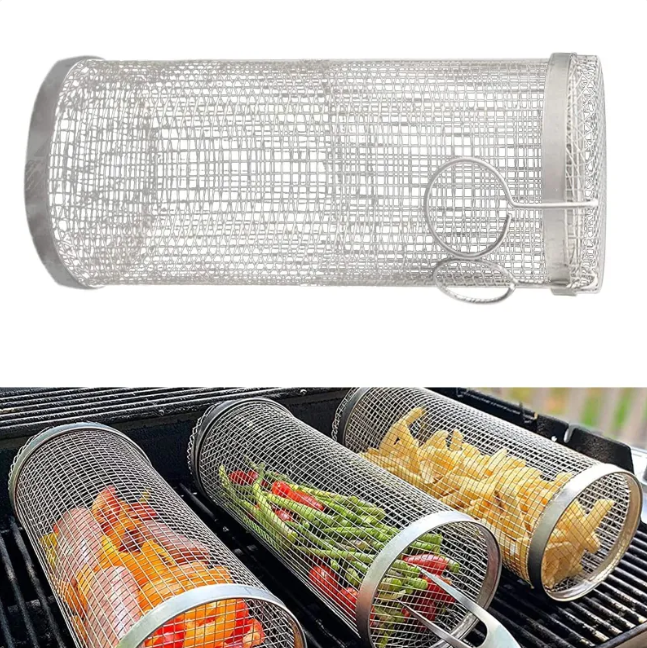 Rolling BBQ Grill Basket