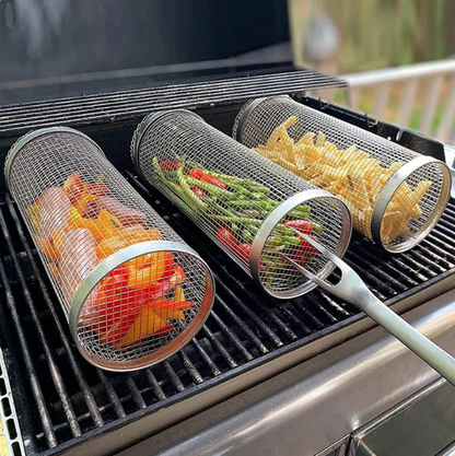 Rolling BBQ Grill Basket